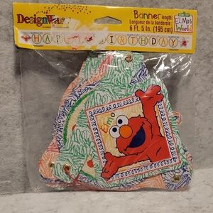 Vintage 1999 Elmo's World Happy Birthday Banner NOS Sealed Sesame Street Y2K
